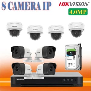 Trọn Bộ 8 Camera IP Hikvision 4.0MP Chính Hãng